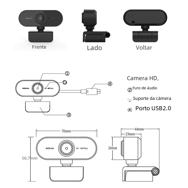 2K HD USB Webcam for Online Meetings and Streaming