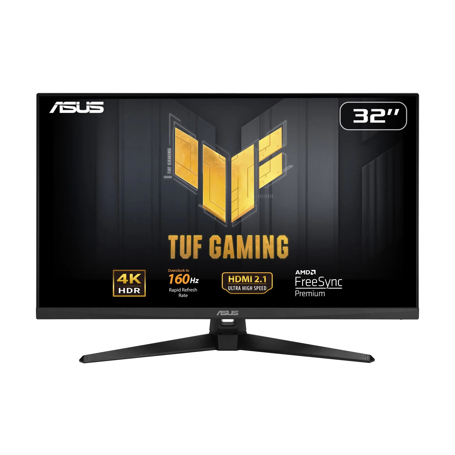 ASUS TUF Gaming 32” (31.5” viewable) 4K HDR DSC Gaming Monitor (VG32UQA1A) - UHD (3840 x 2160) 160Hz 1ms Extreme Low Motion Blur Sync Freesync Premium HDMI2.1 Speakers 120% sRGB DisplayHDR 400