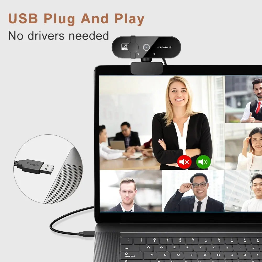 4K 1080p USB Webcam with Microphone and Tripod
