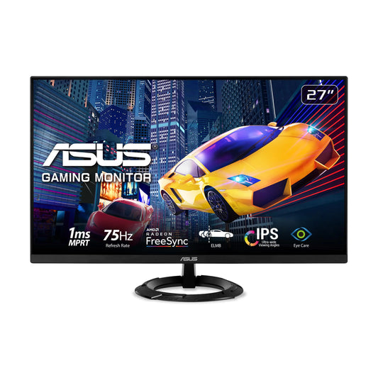 ASUS 27” 1080P Gaming Monitor (VZ279QG1R) - Full HD IPS 75Hz 1ms Extreme Low Motion Blur FreeSync Eye Care DisplayPort HDMI Tilt Adjustable Ultra-SlimBlack
