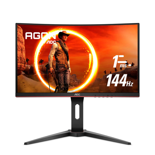 AOC C24G1 24" Curved Frameless Gaming Monitor FHD 1080p 1500R VA panel 1ms 144Hz FreeSync Height adjustable VESA 3-Year Zero Dead Pixels Black